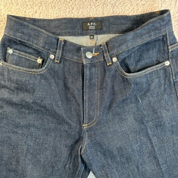 APC Rescue Jean Droit Selvedge Stiff Denim Red Line 30x29 Men's Straight Indigo - Picture 3 of 9